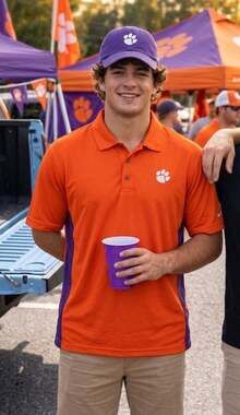 LG Clemson Tigers Performance Polo Shirt Orange & Purple Side Panels